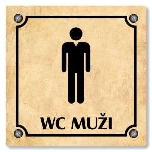WC muži, 118x118mm, pergamen, Kansas